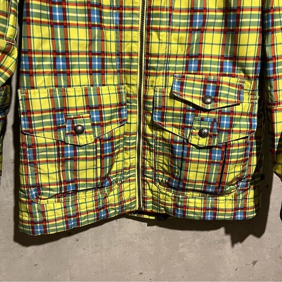 Burton Womens Size M Dryride Activity Jacket Yellow Plaid Hooded Vented Arms - Picture 3 of 11